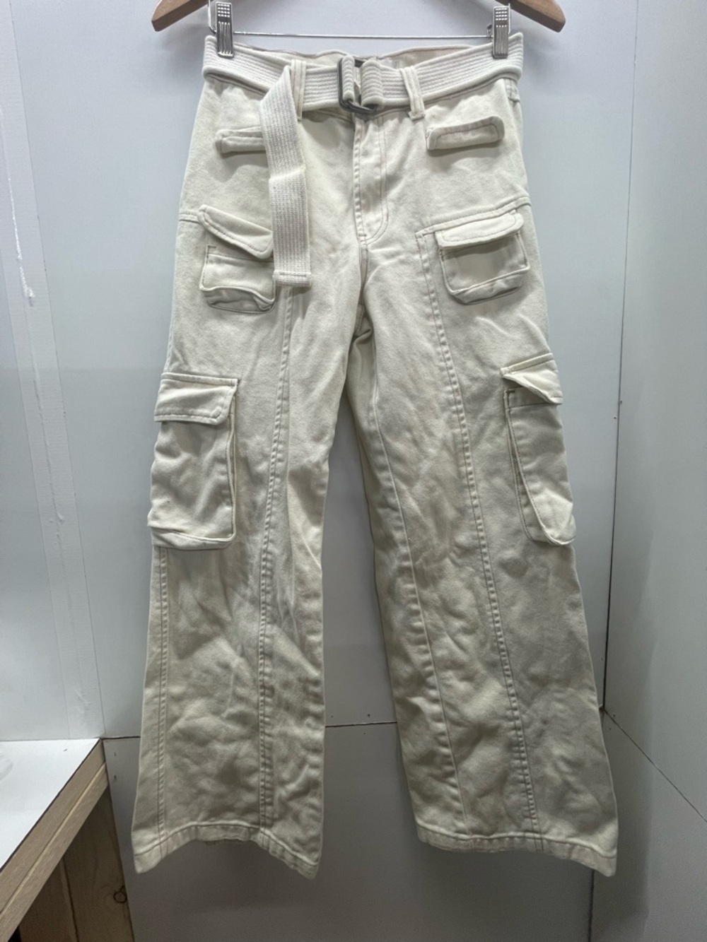 PacSun Off-White‎ Belted Wide Leg 90’s Baggy Cargo Pants with Belt